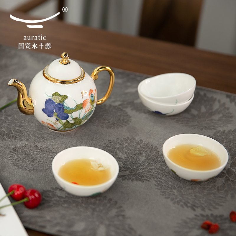 【中国直邮，时效10-15天】Auratic 国瓷永丰源幸福礼-幸福和鸣6头中式茶具