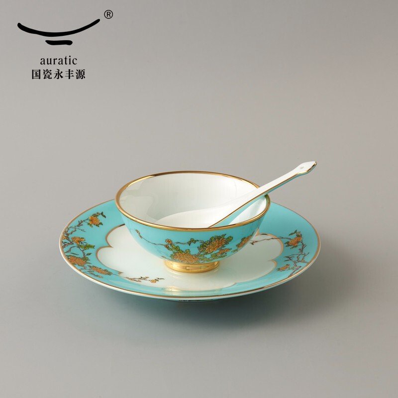 【中国直邮，时效10-15天】Auratic 国瓷永丰源 夫人瓷·西湖蓝小时光 6头餐具 一人食餐具套装