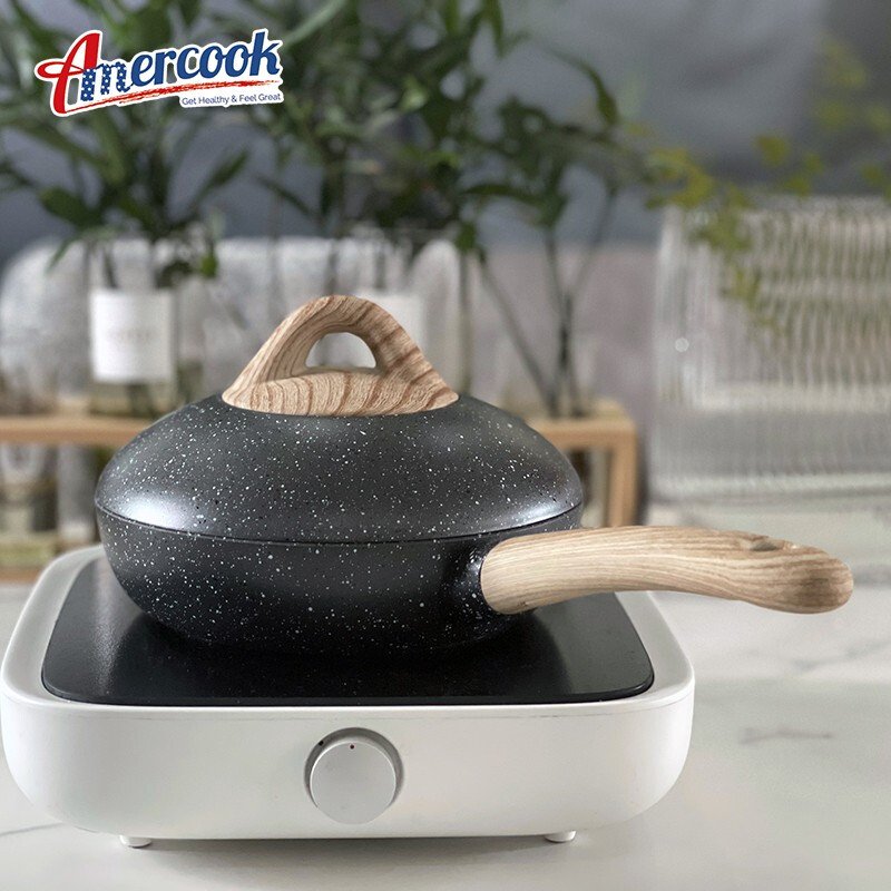 Amercook别致系列小球锅套装 奶锅煎锅小汤锅不粘锅2件套 电磁炉燃气通用 16cm