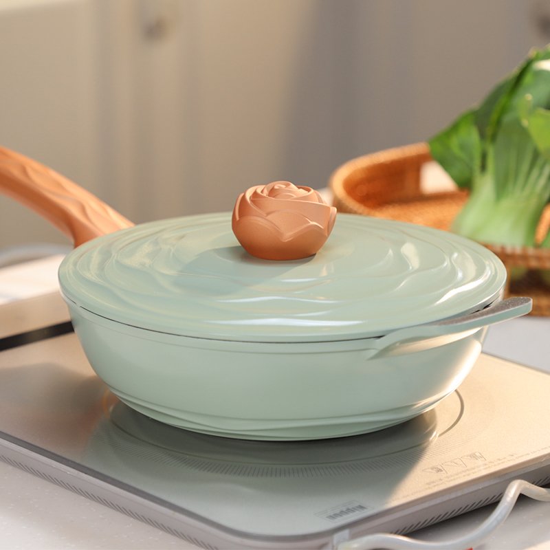 【下架】Amercook阿米尔 森林之花系列麦饭石不粘煎锅电磁炉燃气通用 24cm煎锅