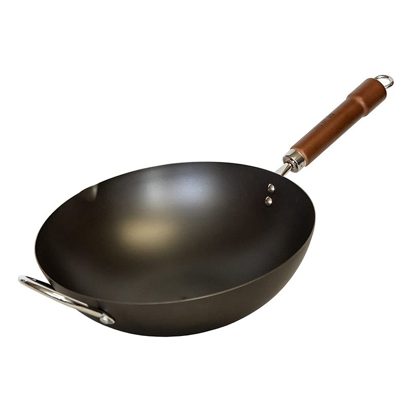 【有赠品】王源吉 家用窒化炒锅铸铁锅+年轮煎锅套装 健康无涂层 轻油少烟 燃气灶可用32/34/36cm