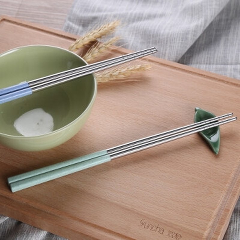 【包邮】Suncha 双枪304不锈钢分食筷 彩色拼接 防烫防滑 5双装