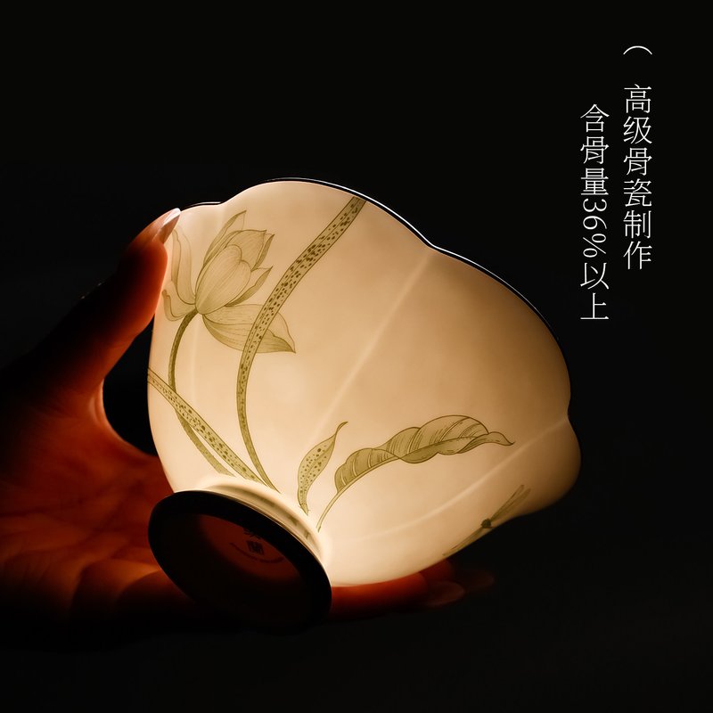 或蘭东方雅致陶瓷骨瓷餐具碗碟盘套装 中式盘子碗礼盒套装分餐-荷澹18头（4人位）