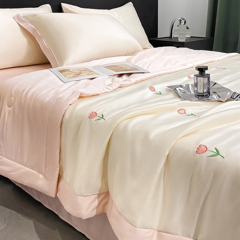 【中国直邮 时效6-10个工作日】Lullabuy凉夏 水洗冰丝刺绣雪山之花 夏凉被空调被四件套