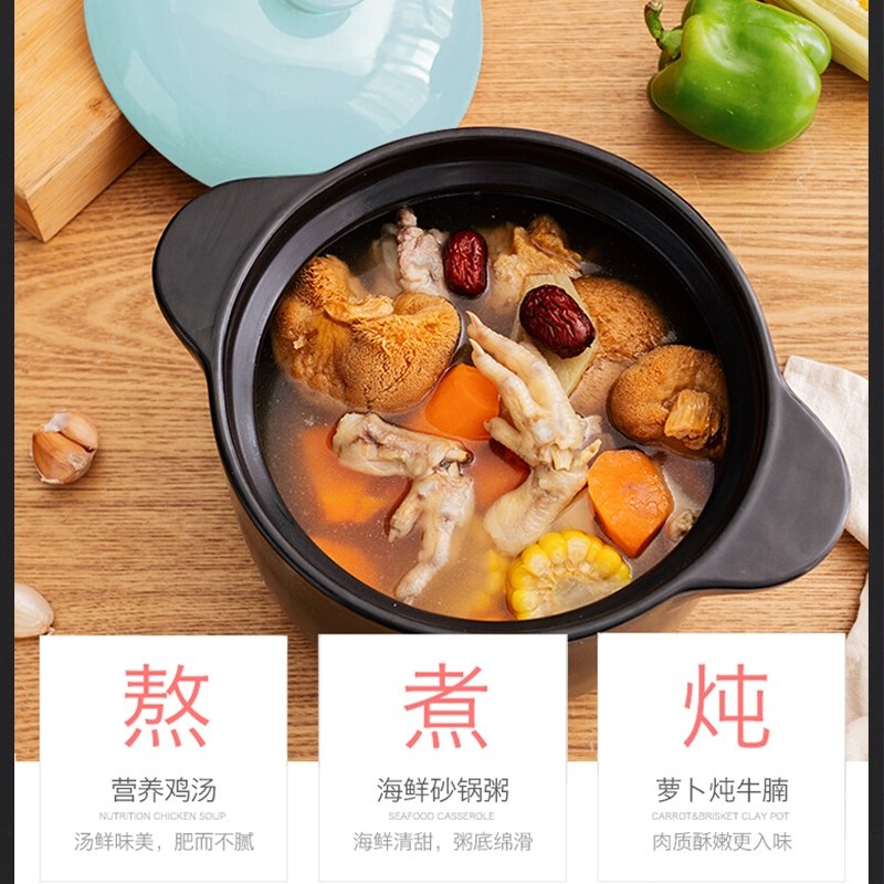 Songfa 松发陶瓷砂锅品鲜养味煲 SF-0204 天然优质陶瓷 高效锁温 4L 