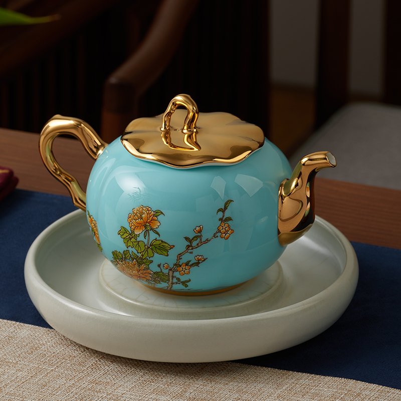 【中国直邮，时效10-15天】Auratic 国瓷永丰源夫人瓷-西湖蓝8头茶具