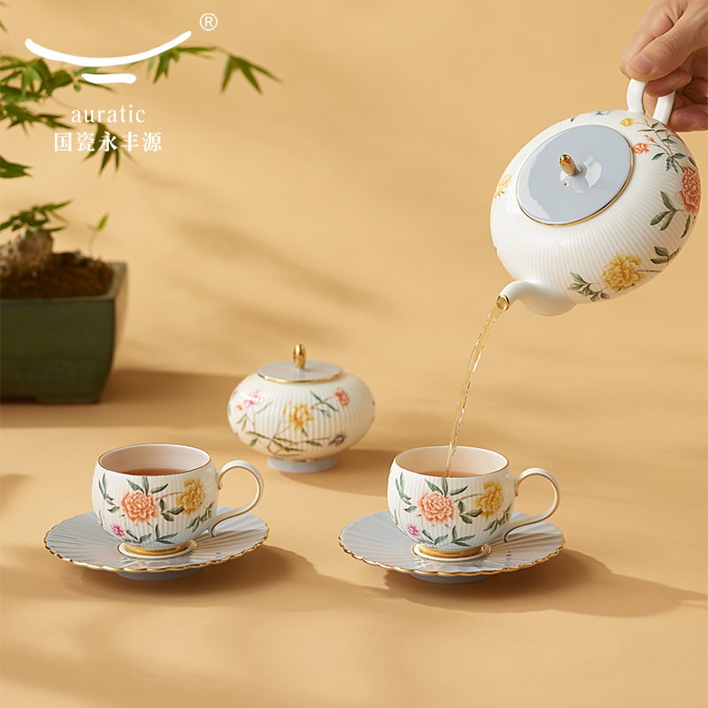 【中国直邮，时效10-15天】Auratic 国瓷永丰源月亮时光18头茶咖具