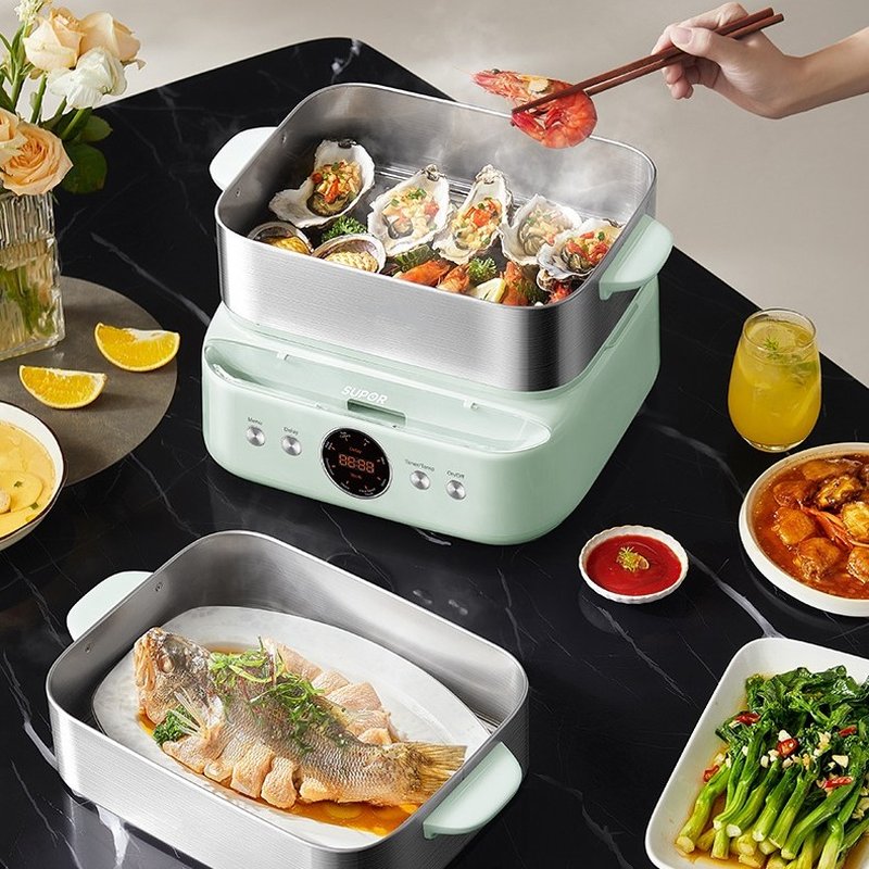 SUPOR苏泊尔 速沸精控电蒸锅 SM30D21US 不锈钢电蒸锅 智能预约定时16L