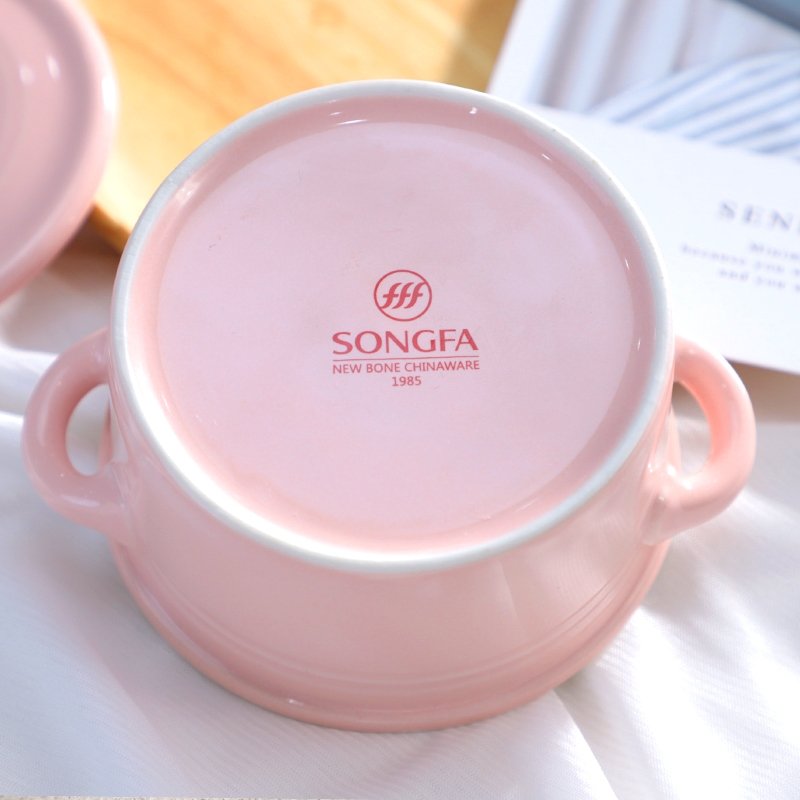 【包邮】Songfa 松发双耳陶瓷小盅 强化瓷烘培炖奶多用途陶瓷盅 250ML