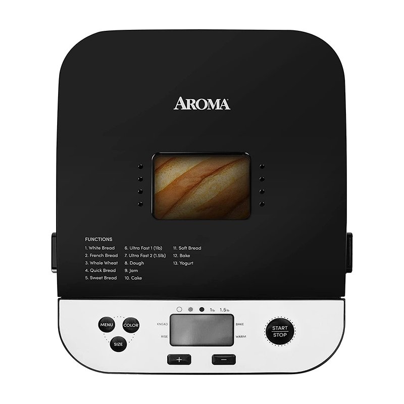 Aroma不锈钢全自动面包机 家用多功能早餐机ABM-250  自动和面醒面  一键烘焙  黑色
