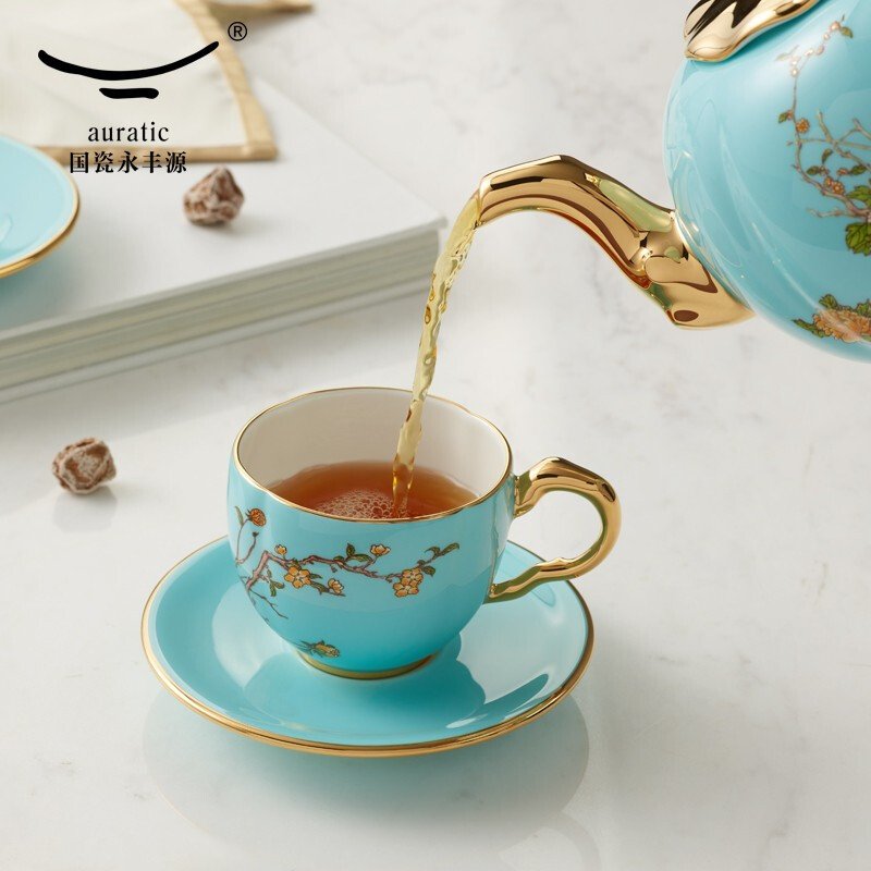 Auratic 国瓷永丰源 夫人瓷西湖蓝咖啡杯 茶杯套装150ml*2