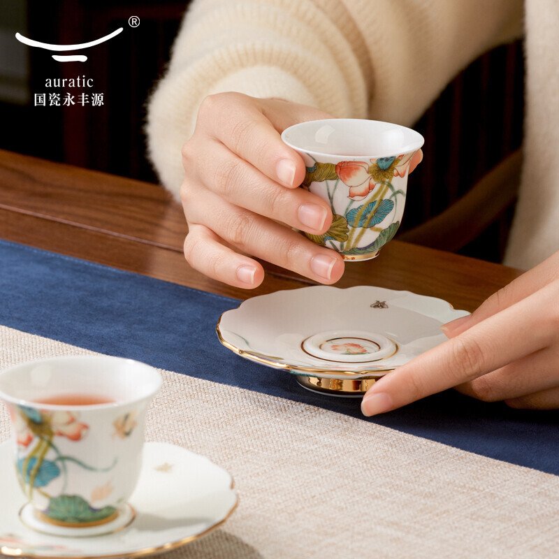 【中国直邮，时效10-15天】Auratic 国瓷永丰源 幸福和鸣12头茶具套装 中式礼品套装
