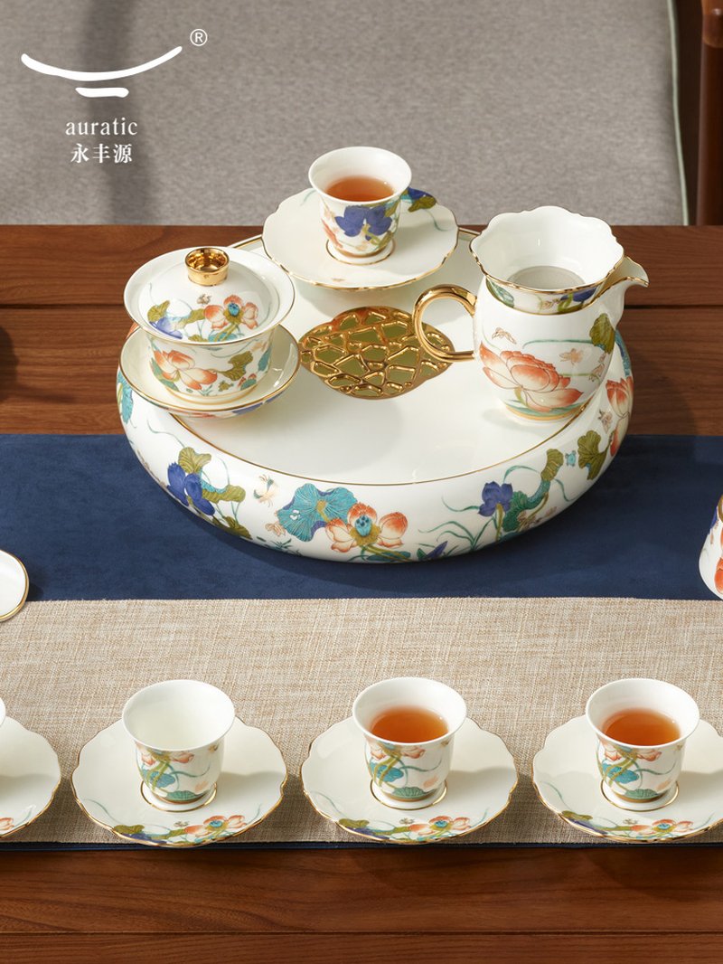 【中国直邮，时效10-15天】Auratic 国瓷永丰源幸福和鸣36头茶具（10人位）