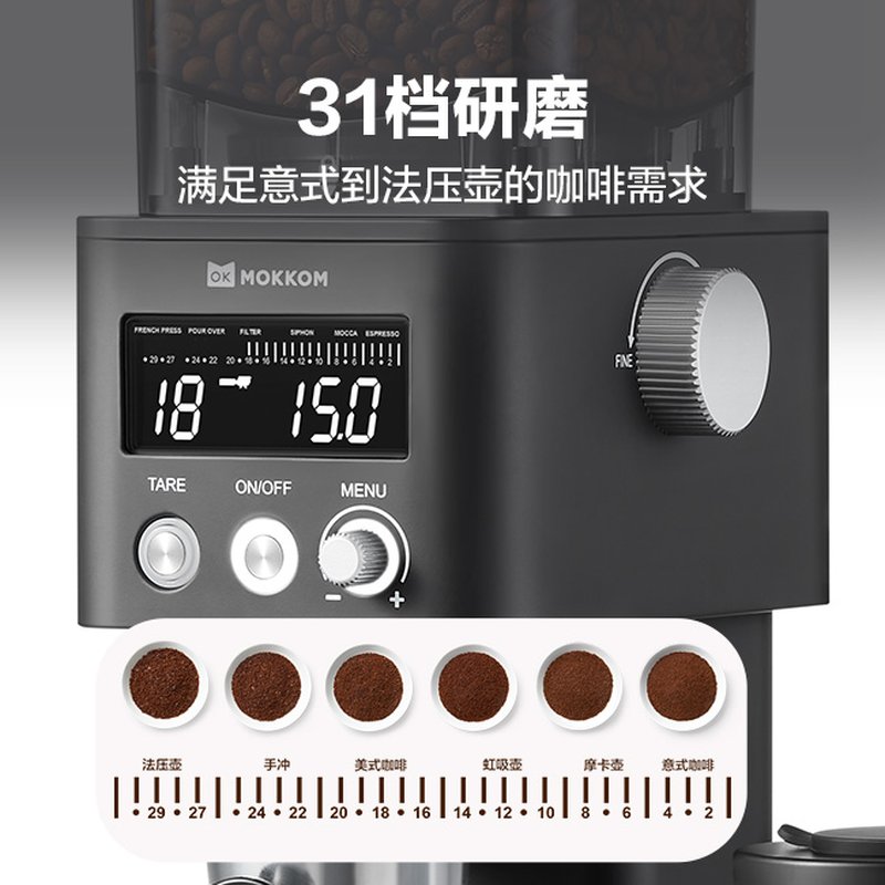 Mokkom磨客咖啡磨豆机CG020 31档研磨 带电子秤