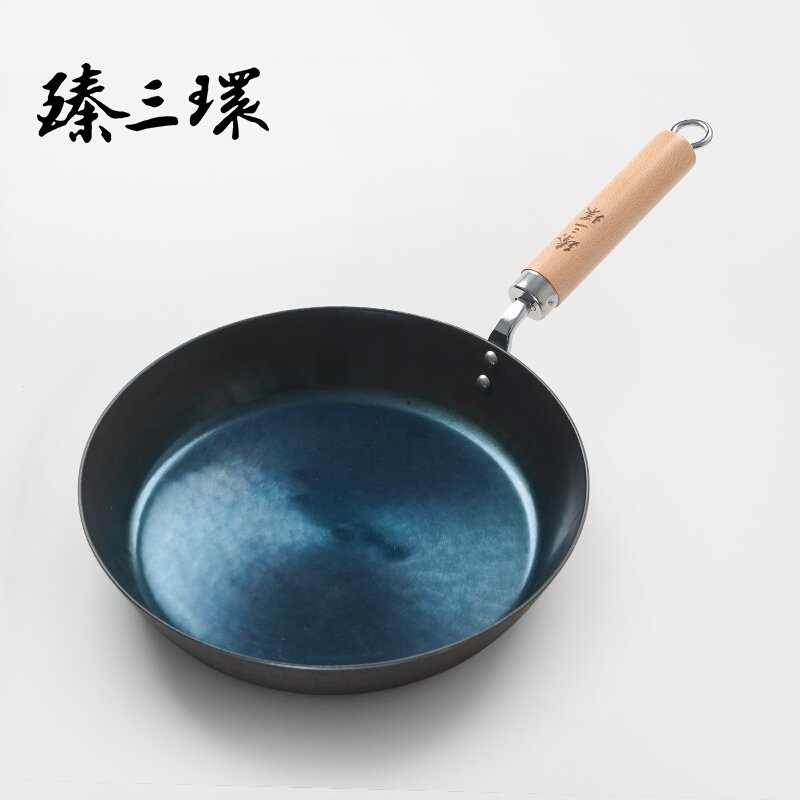 臻三环 正宗章丘铁锅 纯手工平底煎锅 无涂层 少油烟 28cm