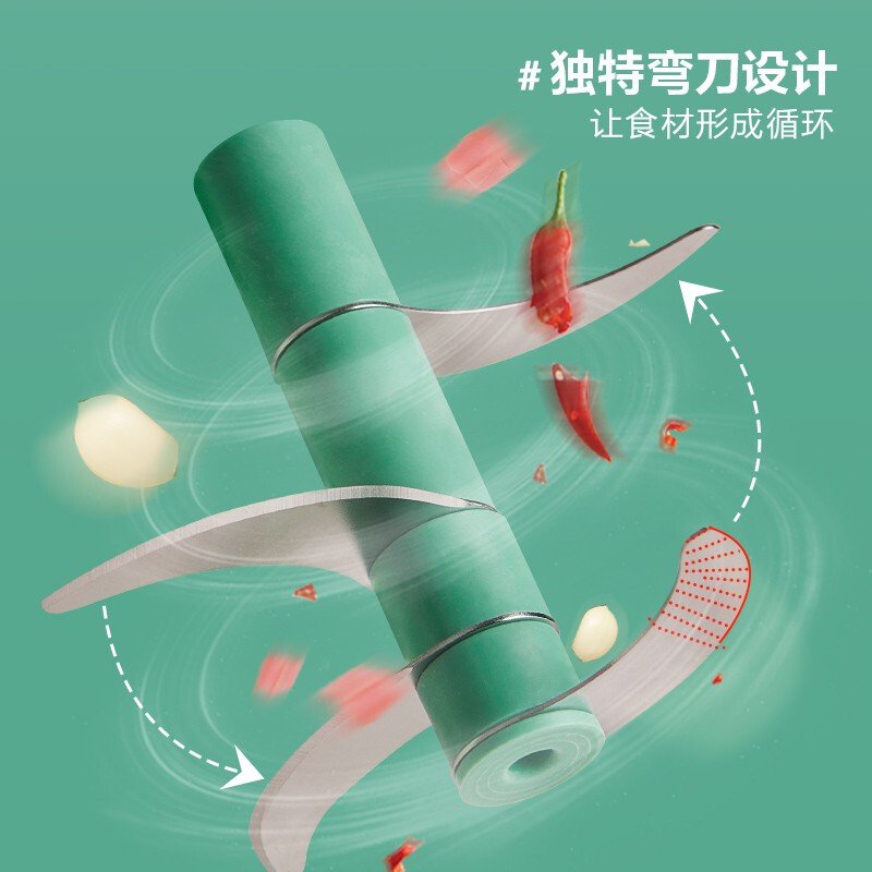 【包邮】Bear小熊 多功能手动切碎机 绞肉机拉蒜器 CX-D0007 轻松手拉 弯刀设计 400ml