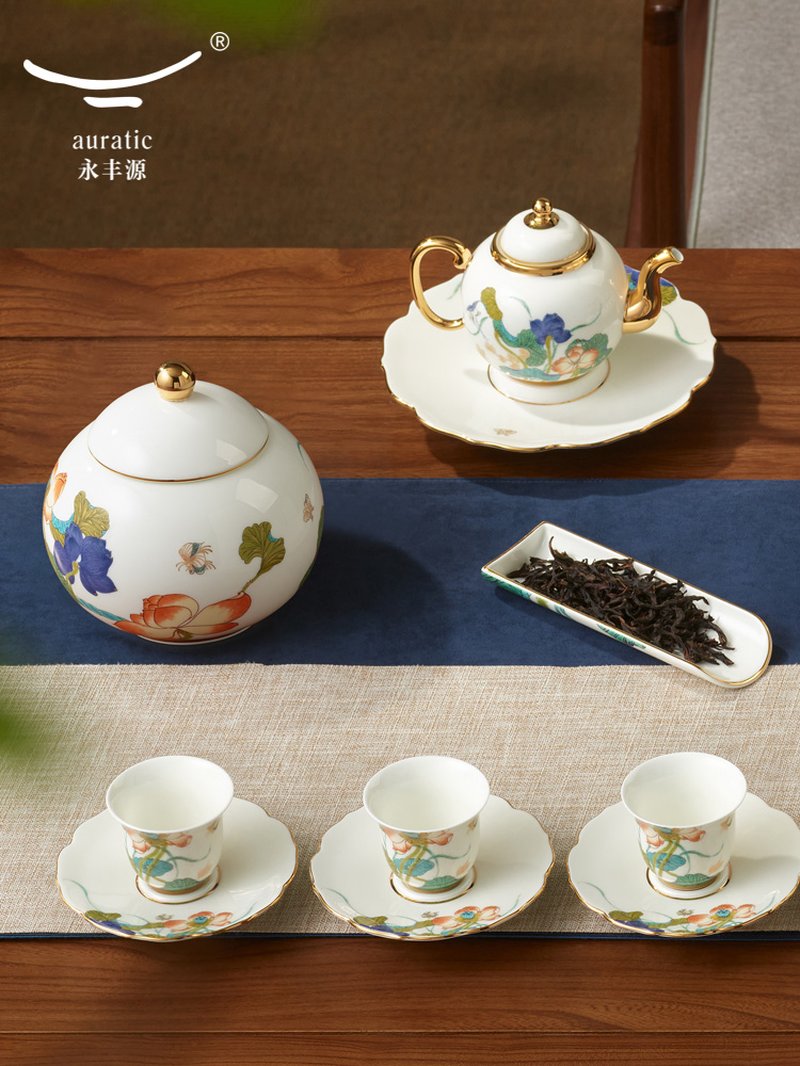 【中国直邮，时效10-15天】Auratic 国瓷永丰源幸福和鸣36头茶具（10人位）