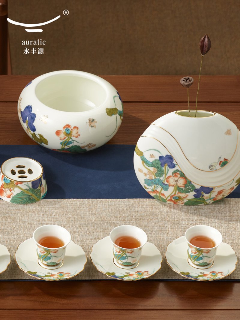 【中国直邮，时效10-15天】Auratic 国瓷永丰源幸福和鸣36头茶具（10人位）