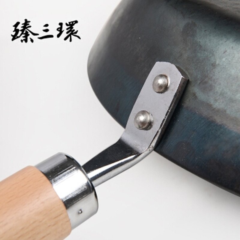 臻三环 正宗章丘铁锅 纯手工平底煎锅 无涂层 少油烟 28cm