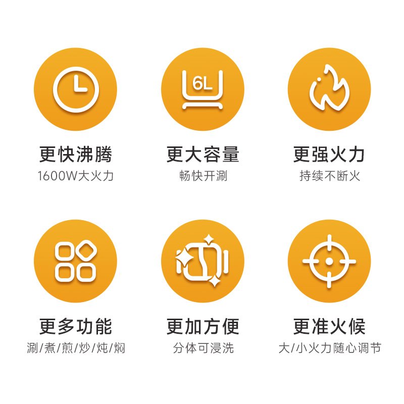 Joydeem速沸鸳鸯电火锅DHG-B600 分体式鸳鸯锅 家用电火锅 电煮锅 6L大容量