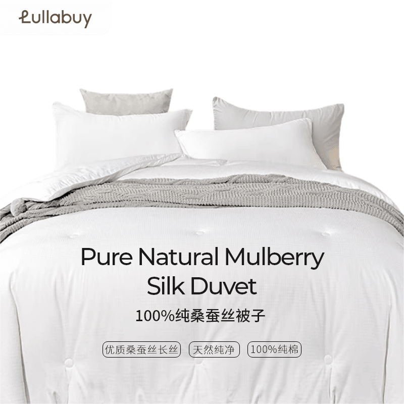 【中国直邮，时效6-10个工作日】Lullabuy桑蚕丝被子 100%纯桑蚕丝被芯 白色 King Size/Queen Size/Double Size/Twin Size-Queen Size 3KG