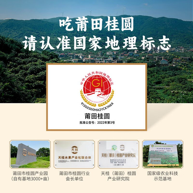 【中国直邮，时效5-12天】古小圆 特级桂圆干莆田特产大桂圆 古法龙眼干（果径29mm特大果）250g*2罐