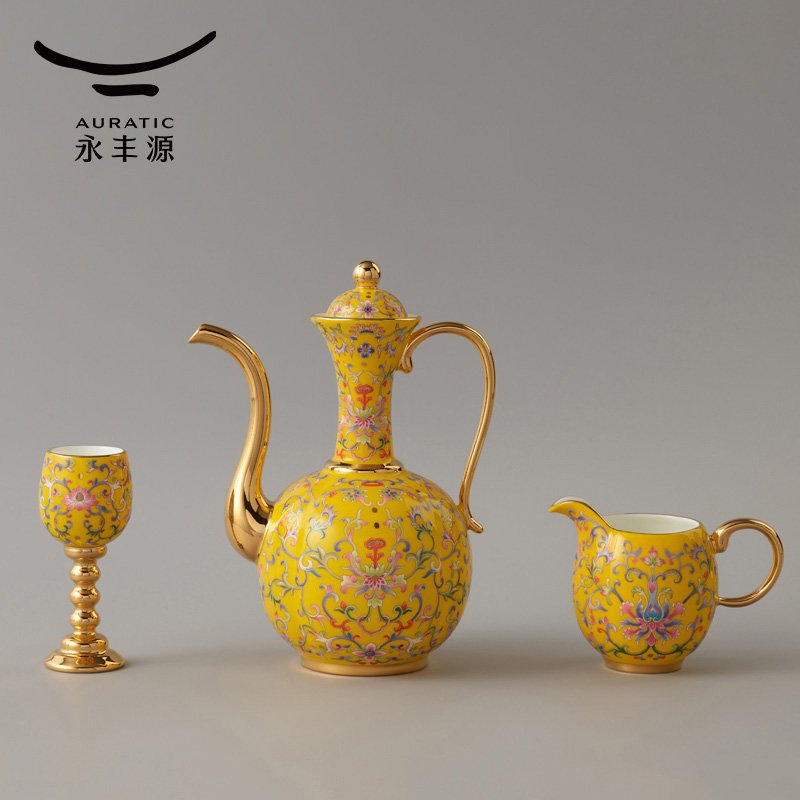 【中国直邮，时效10-15天】Auratic 国瓷永丰源帝王黄-新宫廷瓷108头中餐具（10人位-2礼盒）