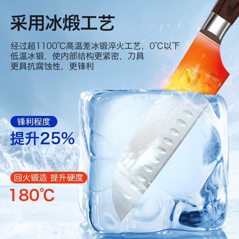 Imarku 日式厨师刀多用刀三德刀  锋利持久 锐不可挡 （7英寸）