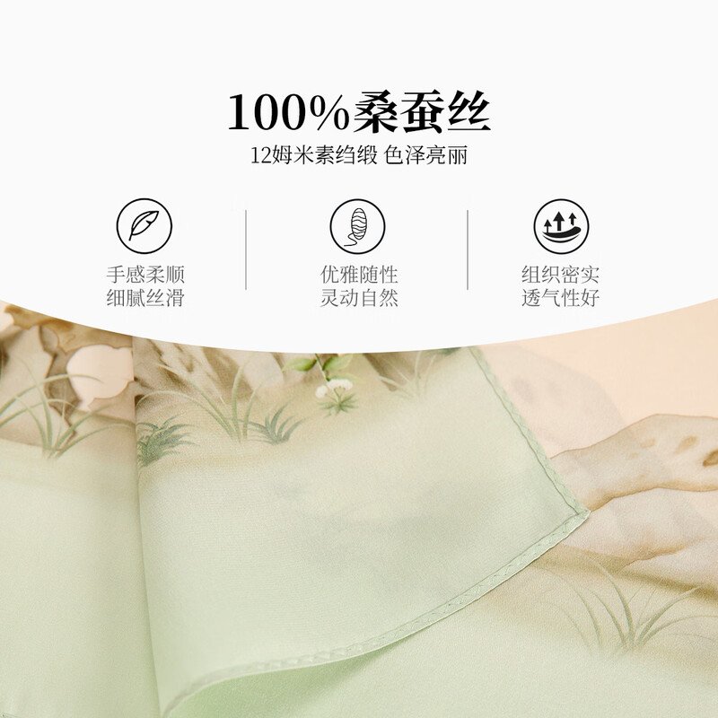 【中国直邮，时效8-20天】【联名款】万事利×故宫文化新款真丝丝巾披肩桑蚕丝长巾十二花神赋-探春来 175cm*50cm