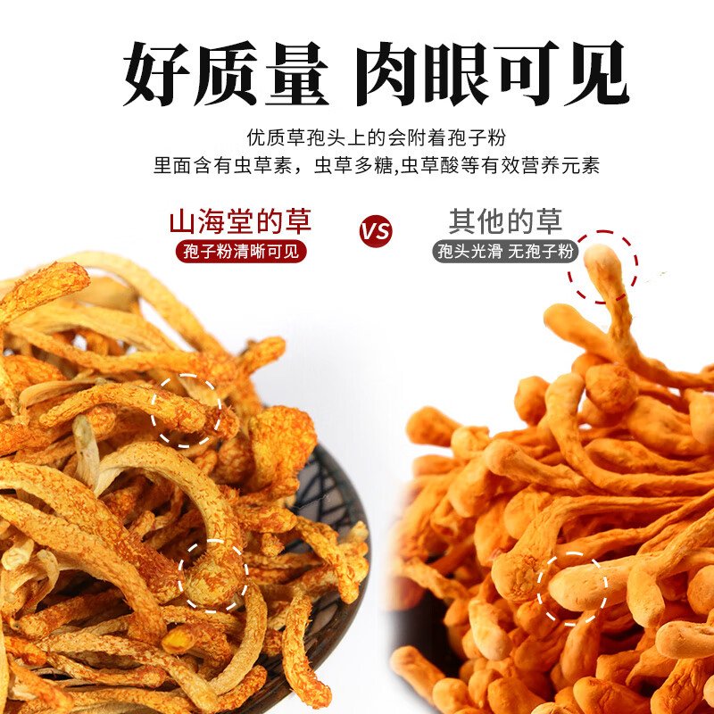 【中国直邮，时效5-12天】山海堂 有机蛹虫草金虫草花 干货菌菇 【家用】圆美 煲汤鲜甜250g