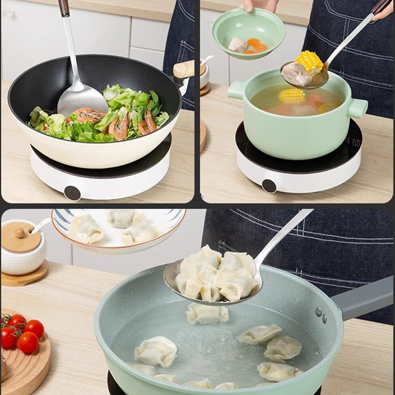 双枪锅铲304不锈钢炒菜铲子家用榉木手柄铲子 DC64000