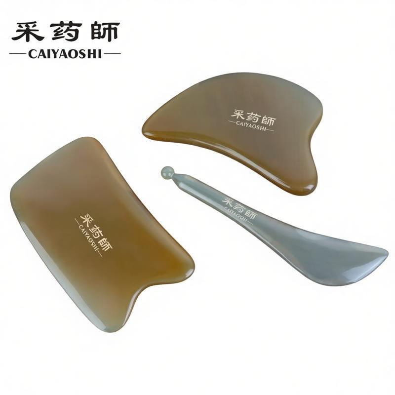 采药师 加厚牛角刮痧板礼盒套装 8mm牛角板拨筋棒CYS-NJGS001 手工打造 独具匠心
