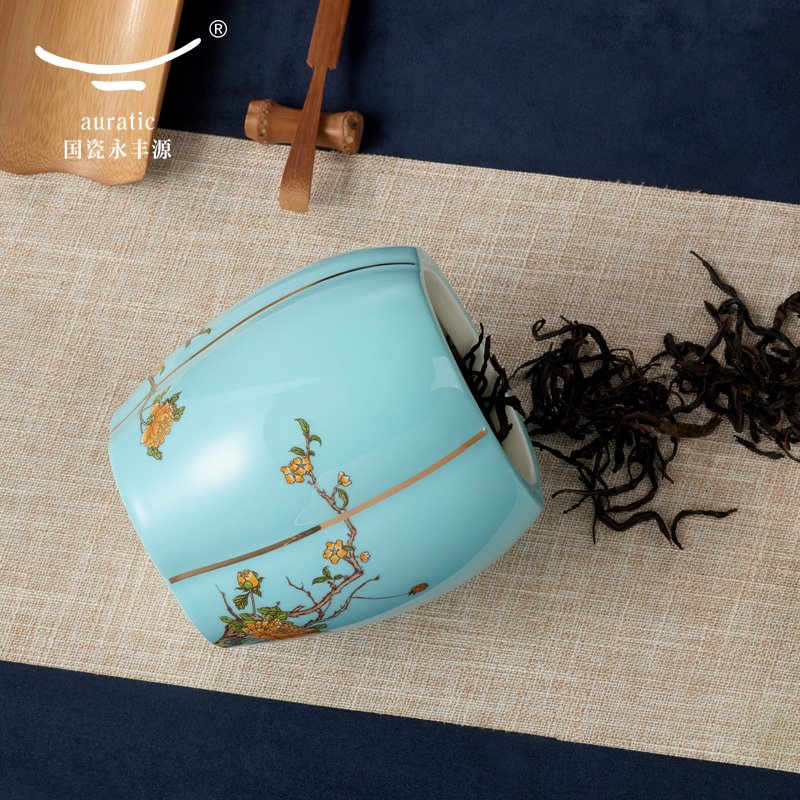 【中国直邮，时效10-15天】Auratic 国瓷永丰源西湖蓝2头茶叶罐（800ml）