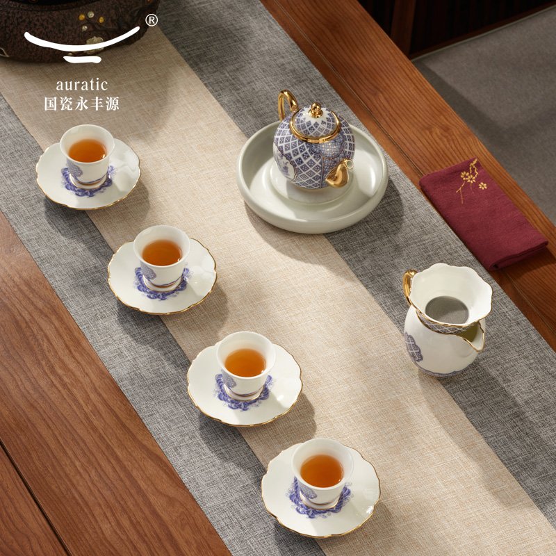 【中国直邮，时效10-15天】Auratic 国瓷永丰源先生瓷-四海升平12头茶具  (4人位）