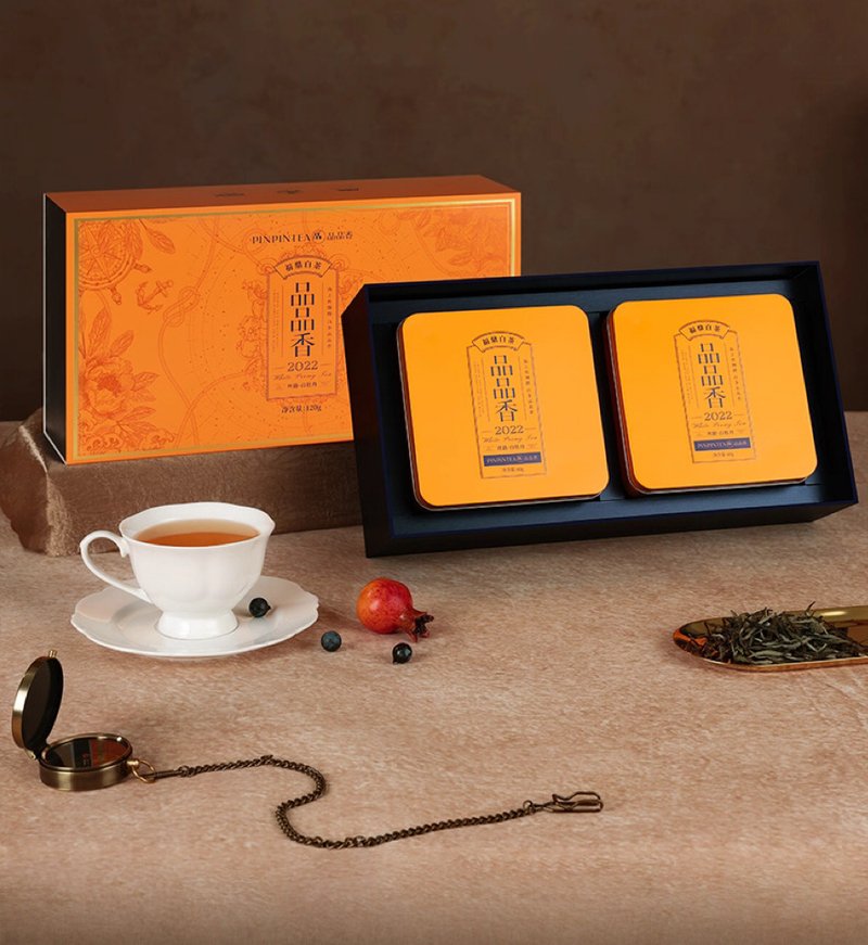 品品香茶叶 福鼎白茶丝路2022年老白茶白牡丹茶叶礼盒装120g