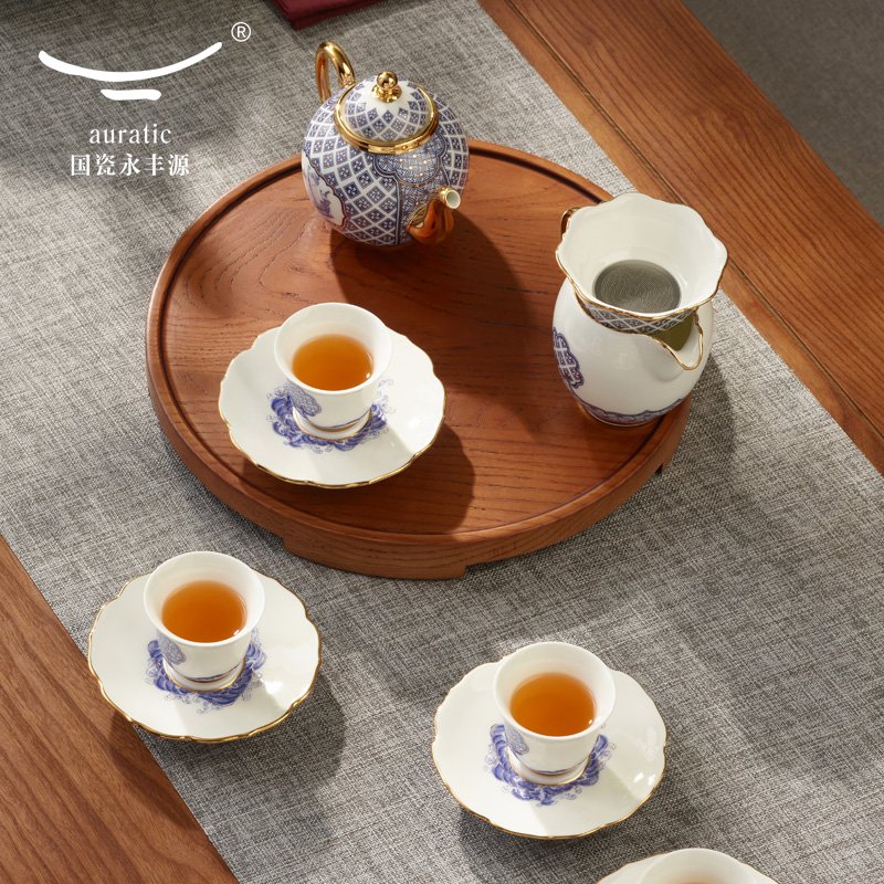 【中国直邮，时效10-15天】Auratic 国瓷永丰源先生瓷-四海升平12头茶具  (4人位）
