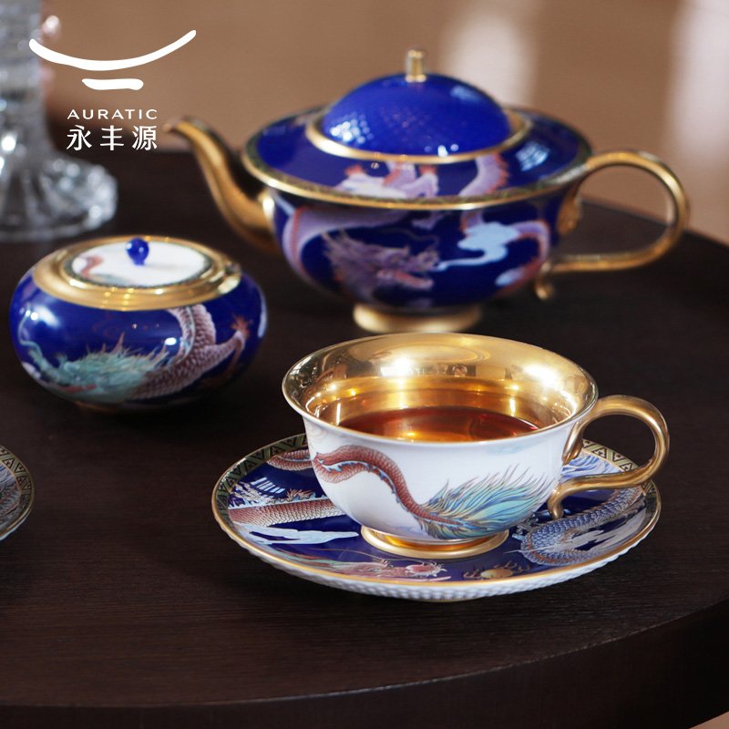 【中国直邮，时效10-15天】Auratic 国瓷永丰源大运龙回20头茶咖具（6人位-碧蓝）