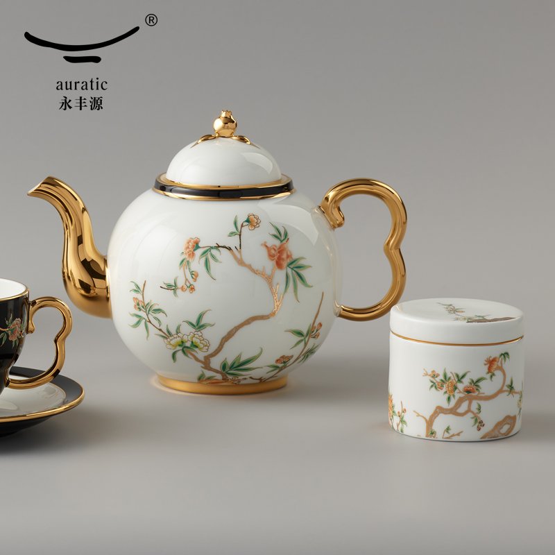 【中国直邮，时效10-15天】Auratic 国瓷永丰源夫人瓷-石榴家园17头咖啡具（750ml）