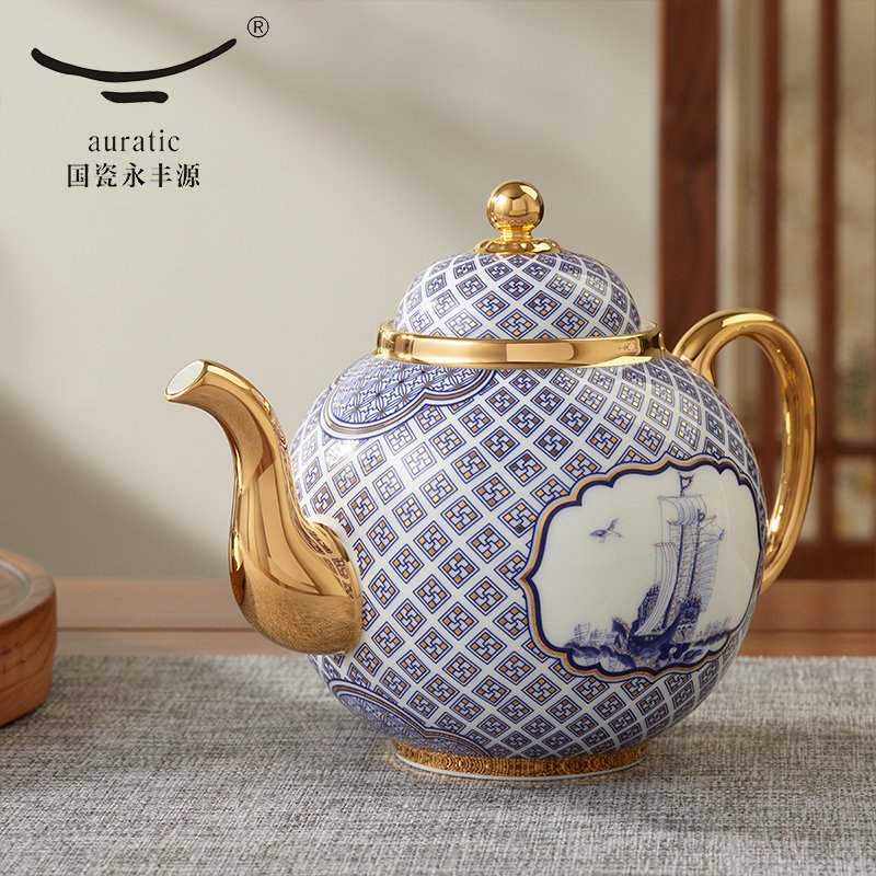 【中国直邮，时效10-15天】Auratic 国瓷永丰源 先生瓷·四海升平10头中式茶具套装