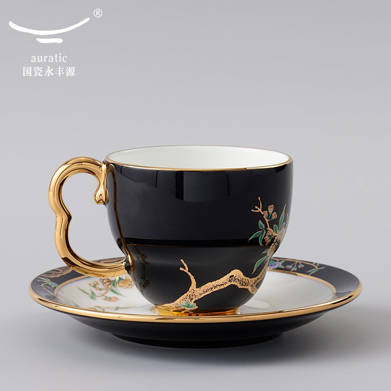 【中国直邮，时效10-15天】Auratic 国瓷永丰源夫人瓷-石榴家园2头茶咖杯碟（160ml)"