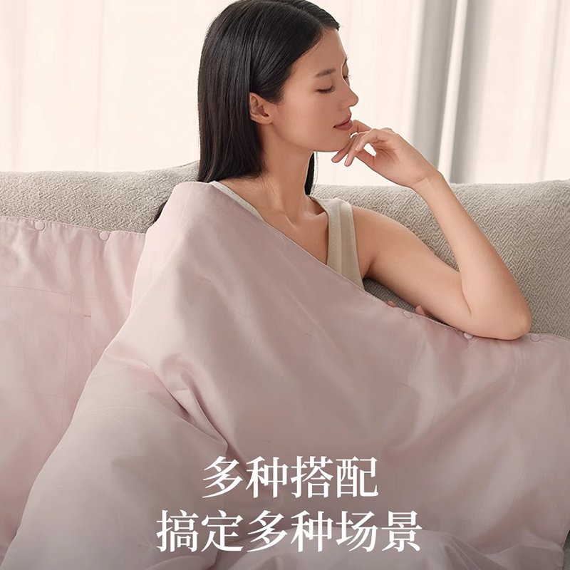 万事利100%桑蚕丝四色草本多功能小被便携四季通用春夏空调被凉被儿童被90cm*120cm-优雅紫/森林绿