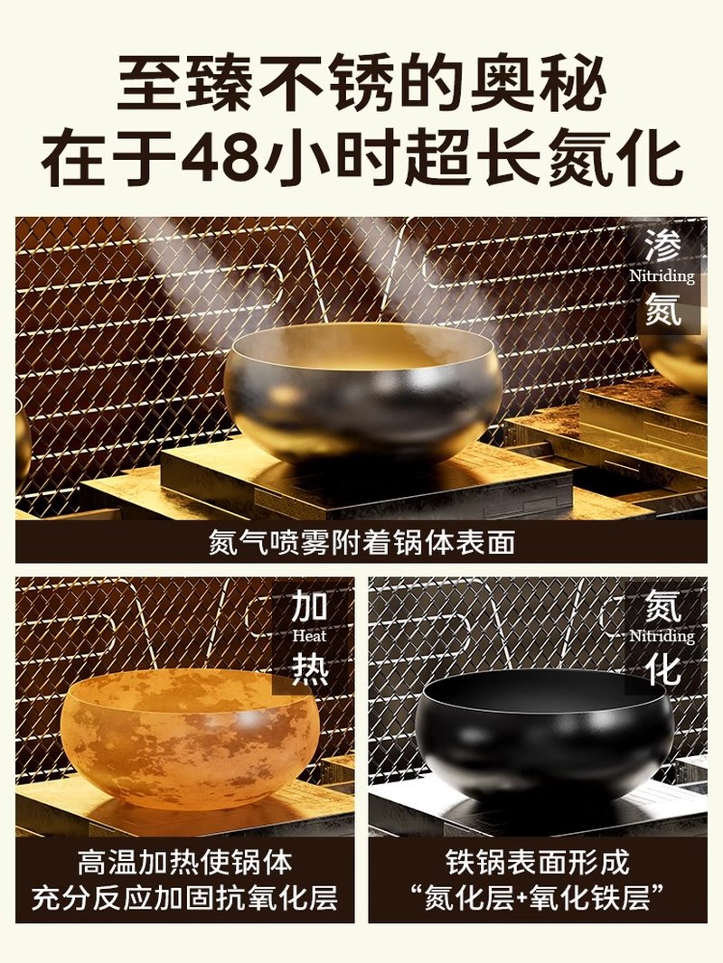 Amercook大肚铁锅家用0涂层铁锅炒锅炒菜锅精铁锅 24CM/4L