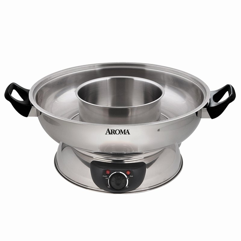Aroma 不锈钢分体家用鸳鸯电火锅 ASP-600 1500W大功率 4.5L容量