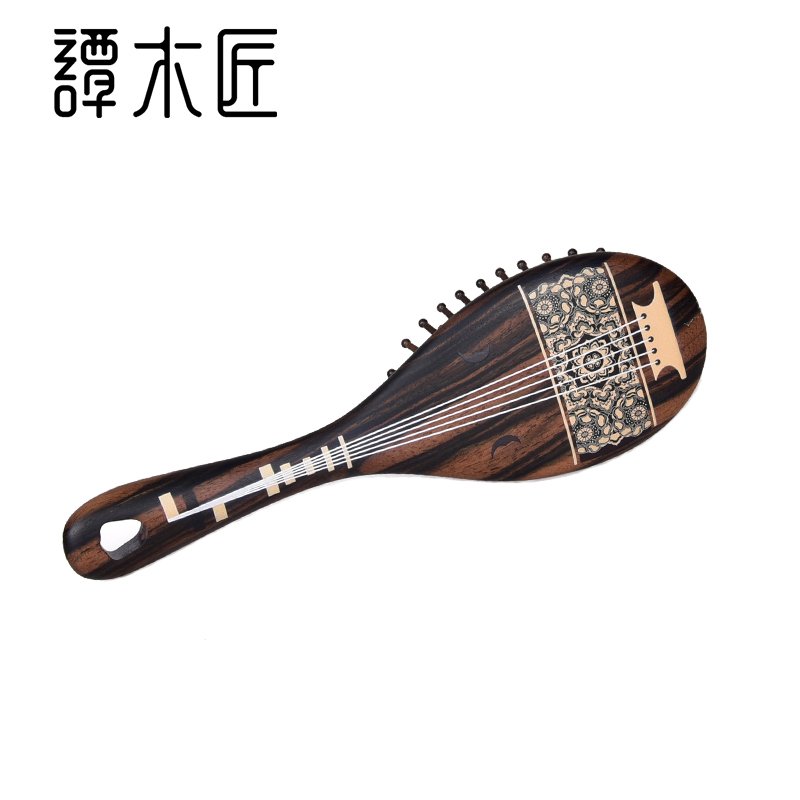 【中国直邮，时效8-20天】谭木匠&二十四伎乐 IP合作系列 护发梳琵琶行 黑檀礼盒木梳