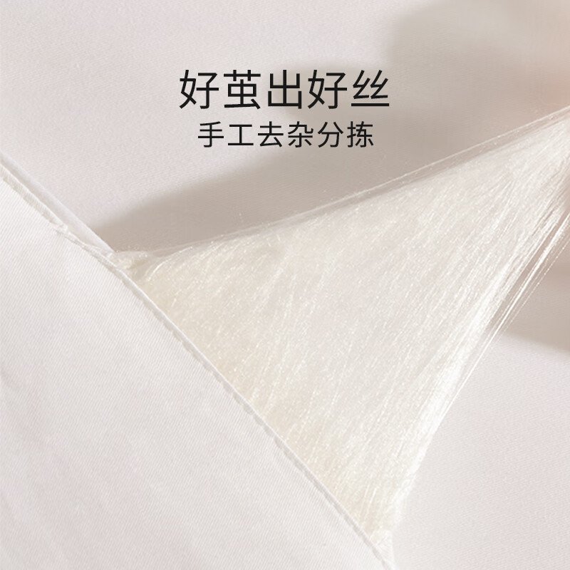 蚕花娘娘 蚕丝被100%桑蚕丝（长丝+中短丝）双人被芯字母被-慕白（500g+1000g 220*240cm）