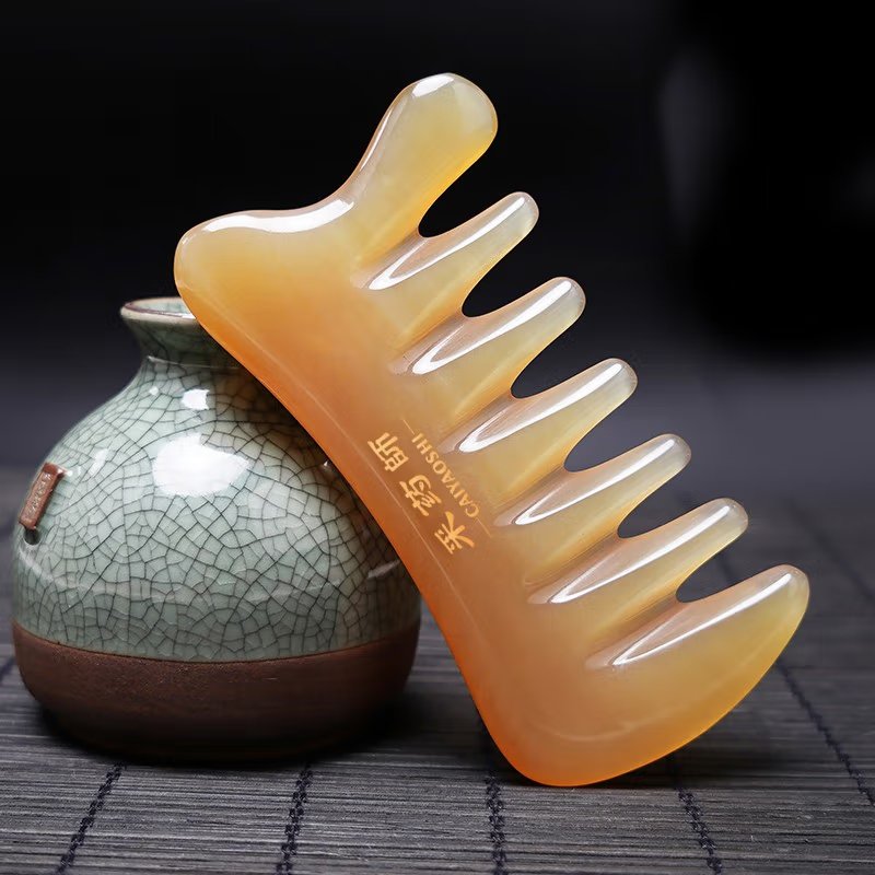 采药师 头皮按摩梳牛角梳七齿梳  牛角刮痧板  全身通用刮痧仪器工具