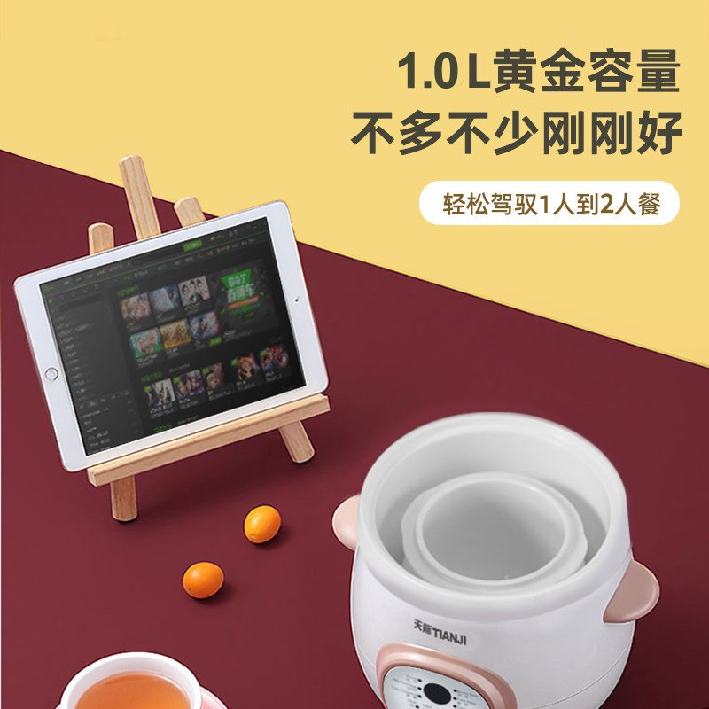 Tianji天际 微电脑隔水电炖盅 DGD10-10BAG 全瓷内胆 定时预约 1.0L