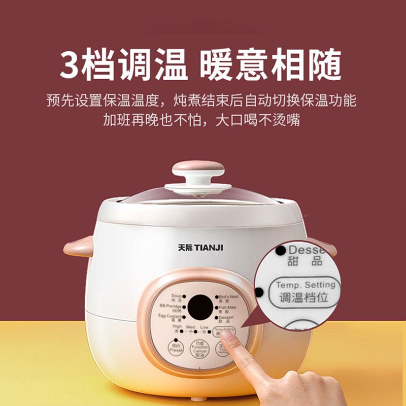 Tianji天际 微电脑隔水电炖盅 DGD10-10BAG 全瓷内胆 定时预约 1.0L