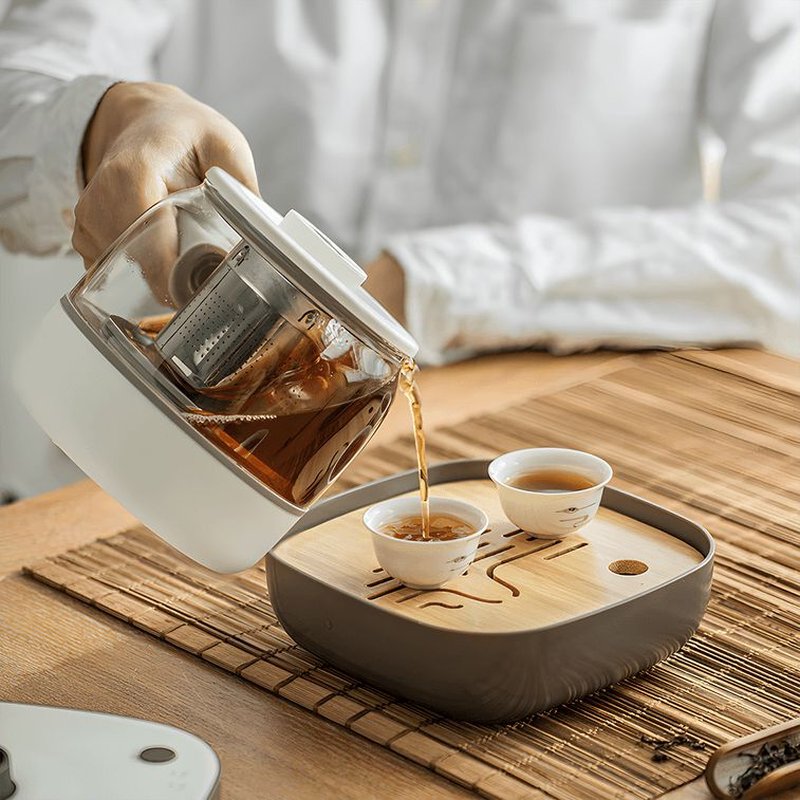 BEAR小熊 品茶小套装 茶具 电茶壶煮茶器 杯子*3 茶盘 0.5L  ZCQ-A05S2