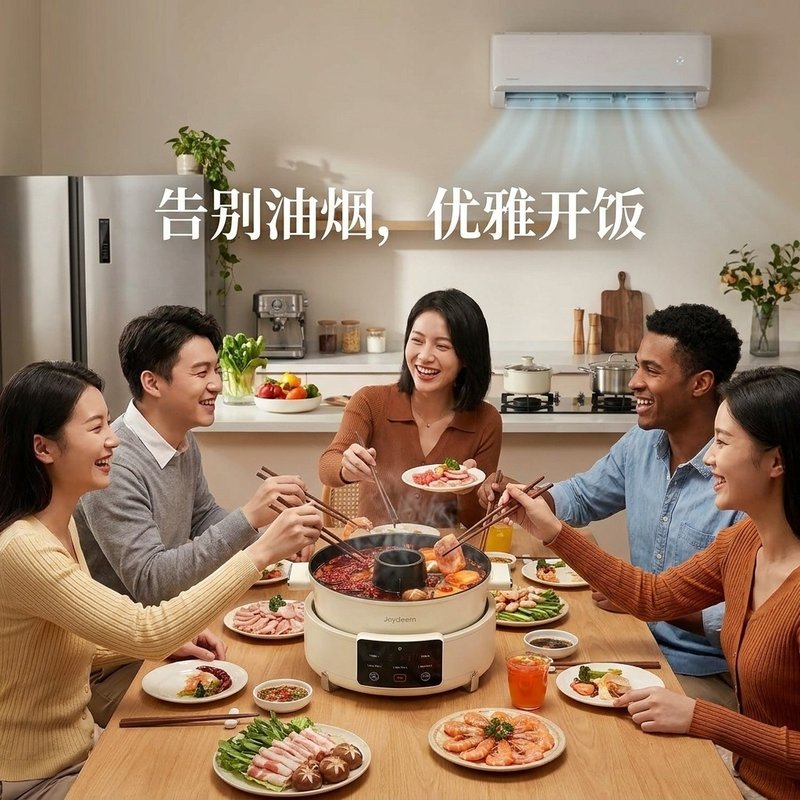 Joydeem去味无烟电火锅 DHG-B550 家用分体式鸳鸯火锅 涮煮一体电煮锅 5.5L大容量 